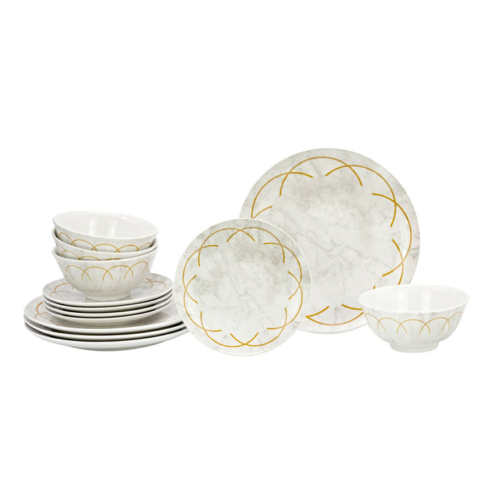 Godinger Rotolo Porcelain 12 Piece Dinnerware Set Service For 4