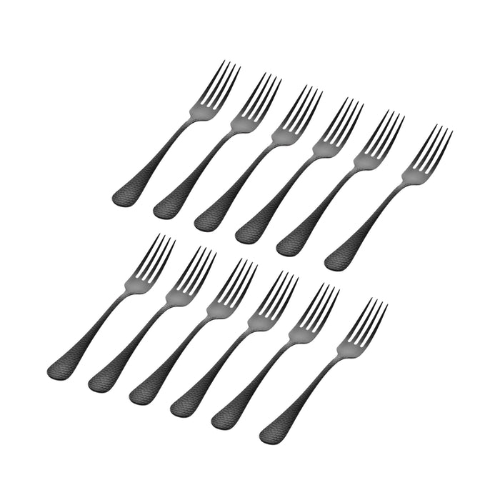 godinger Salem Matte Black 18/0 Stainless Steel Dinner Fork Set of 12