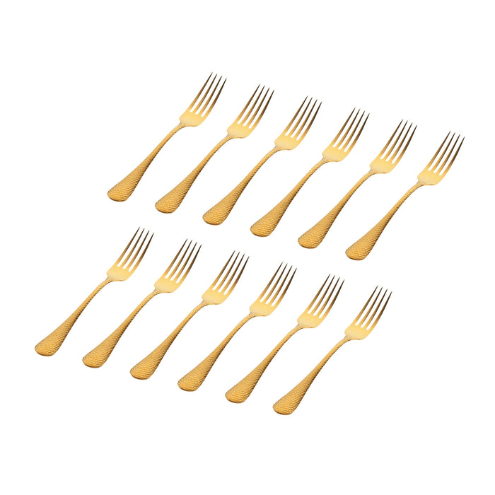 godinger Salem Matte Gold 18/0 Stainless Steel Dinner Fork Set of 12