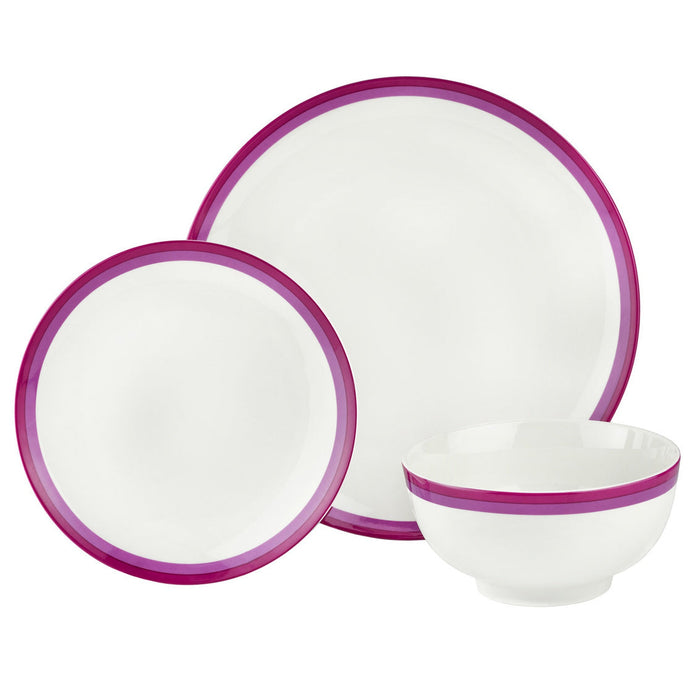 Godinger Sheer Burgundy Porcelain 12 Piece Dinnerware Set Service For 4