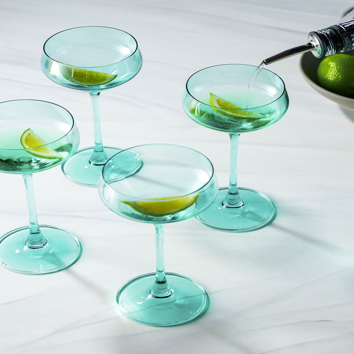 Godinger Sheer Light Green Champagne Coupe Set Of 4
