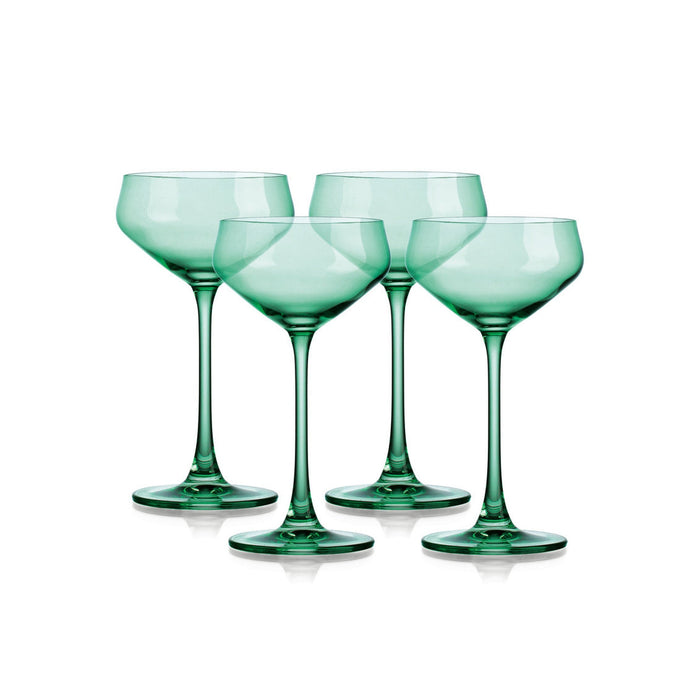 Godinger Sheer Light Green Champagne Coupe Set Of 4