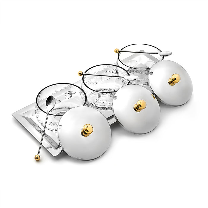 Godinger Sphere Stainless & Gold 7 Piece Appetizer Server