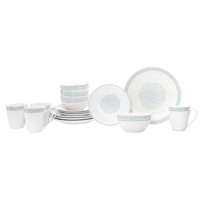 Godinger Staccata Porcelain 16 Piece Dinnerware Set Service For 4