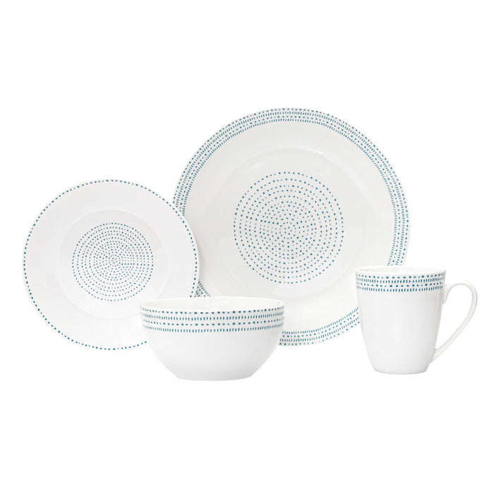 godinger Staccata Porcelain 16 Piece Dinnerware Set Service For 4