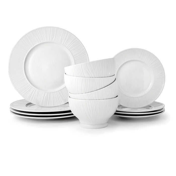 Godinger Starburst Porcelain 12 Piece Dinnerware Set Service For 4