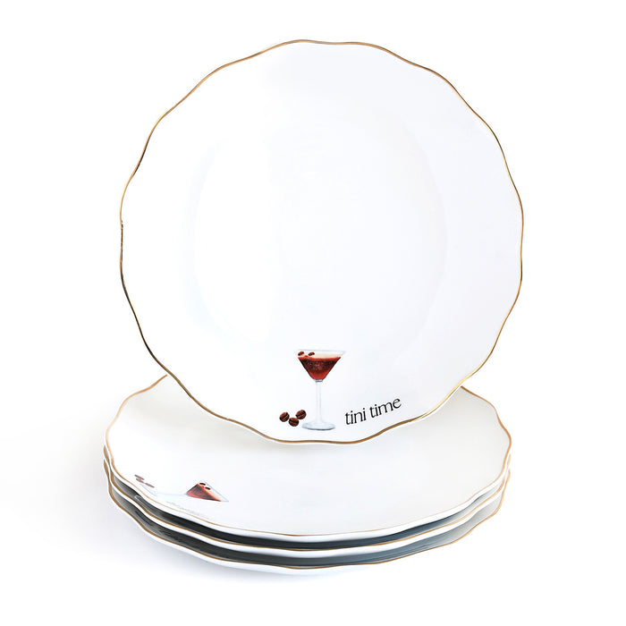godinger Tini Time Cocktail Appetizer Plate Set of 4