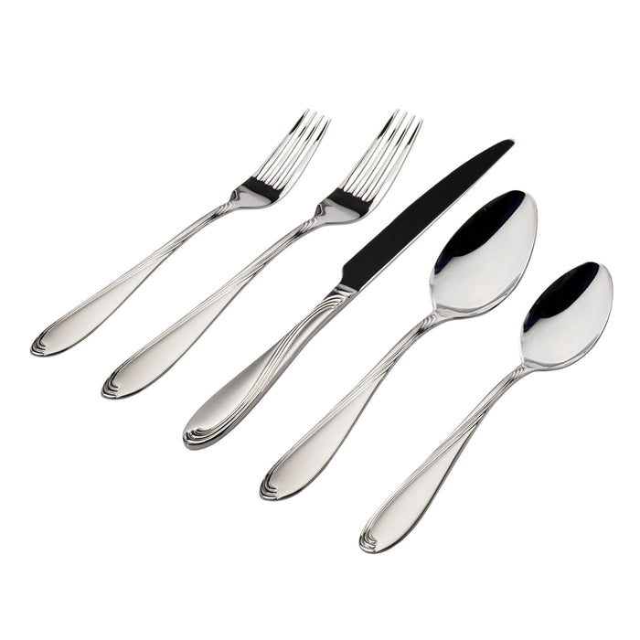 Godinger Wave Sandblasted 18/0 Stainless Steel 20 Piece Flatware Set Service For 4