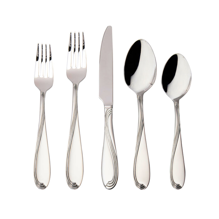 godinger Wave Sandblasted 18/0 Stainless Steel 20 Piece Flatware Set Service For 4