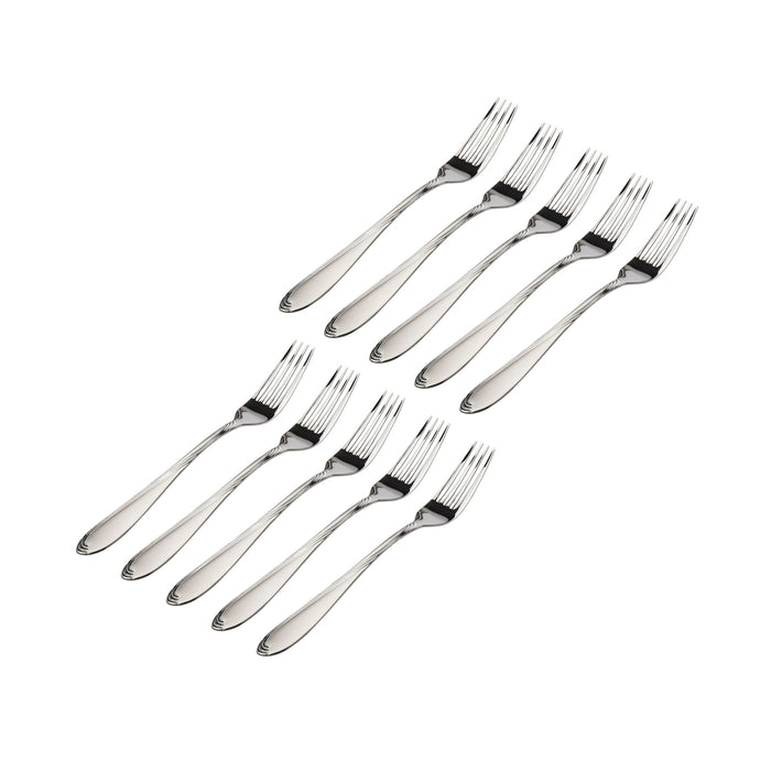 Godinger Wave Sandblasted 18/0 Stainless Steel Dinner Fork Set Of 10