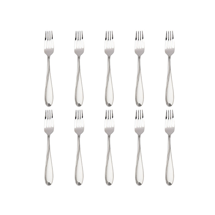 Godinger Wave Sandblasted 18/0 Stainless Steel Dinner Fork Set Of 10