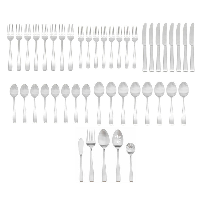 Godinger Wayland Matte 18/10 Stainless Steel 45 Piece Flatware Set Service For 8