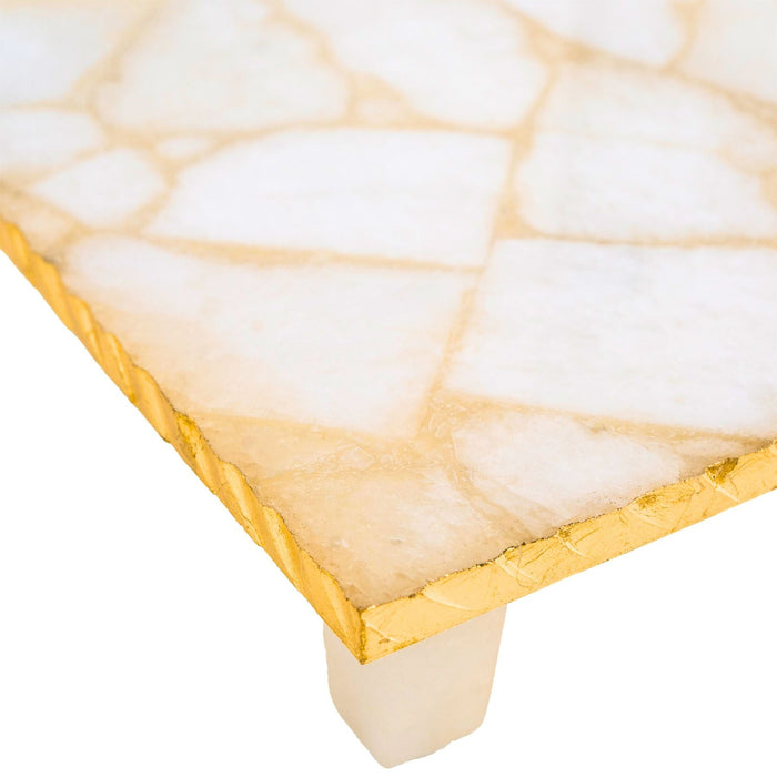 Godinger White Quartz Gold Edge Raised Challah Board