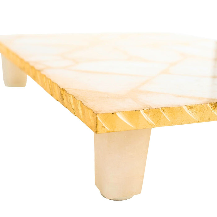 Godinger White Quartz Gold Edge Raised Challah Board