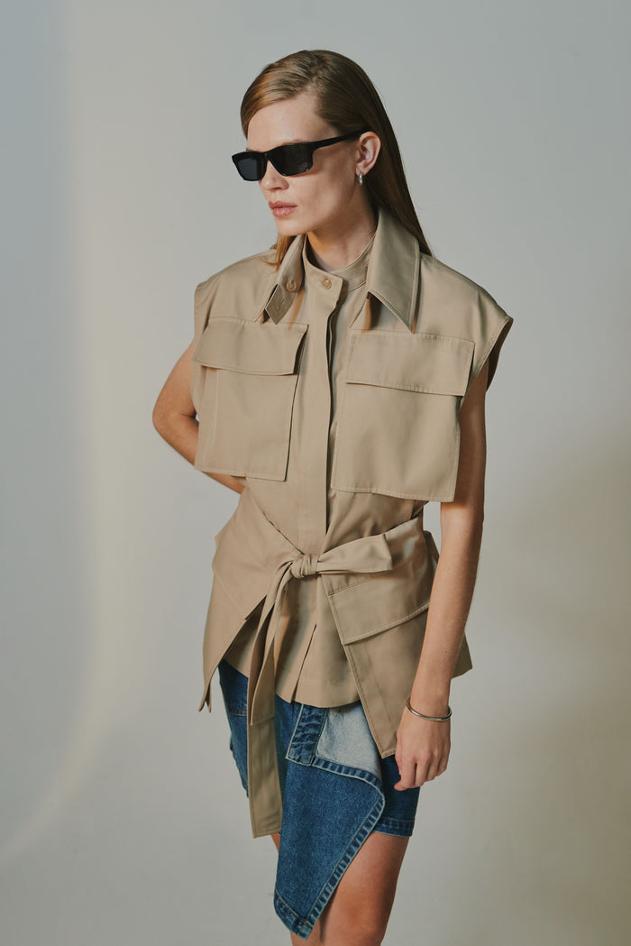 Goen.j Asymmetric Draped Down Washed Mini Denim Skirt BLUE