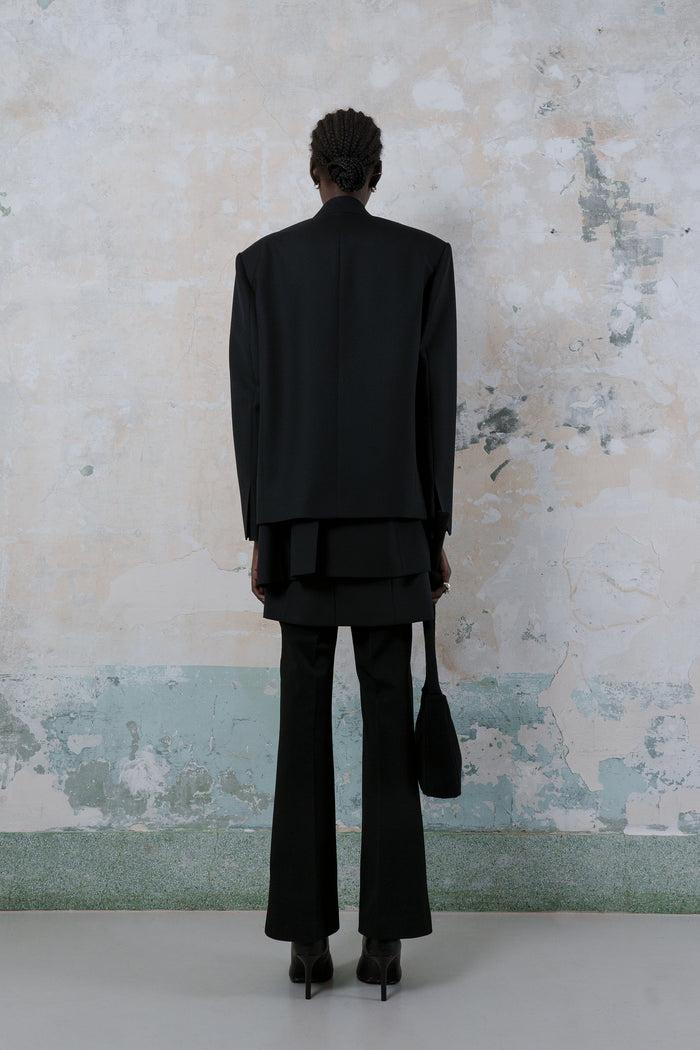 Goen.j Blazer Layered Effect Vest Longline Jacket BLACK