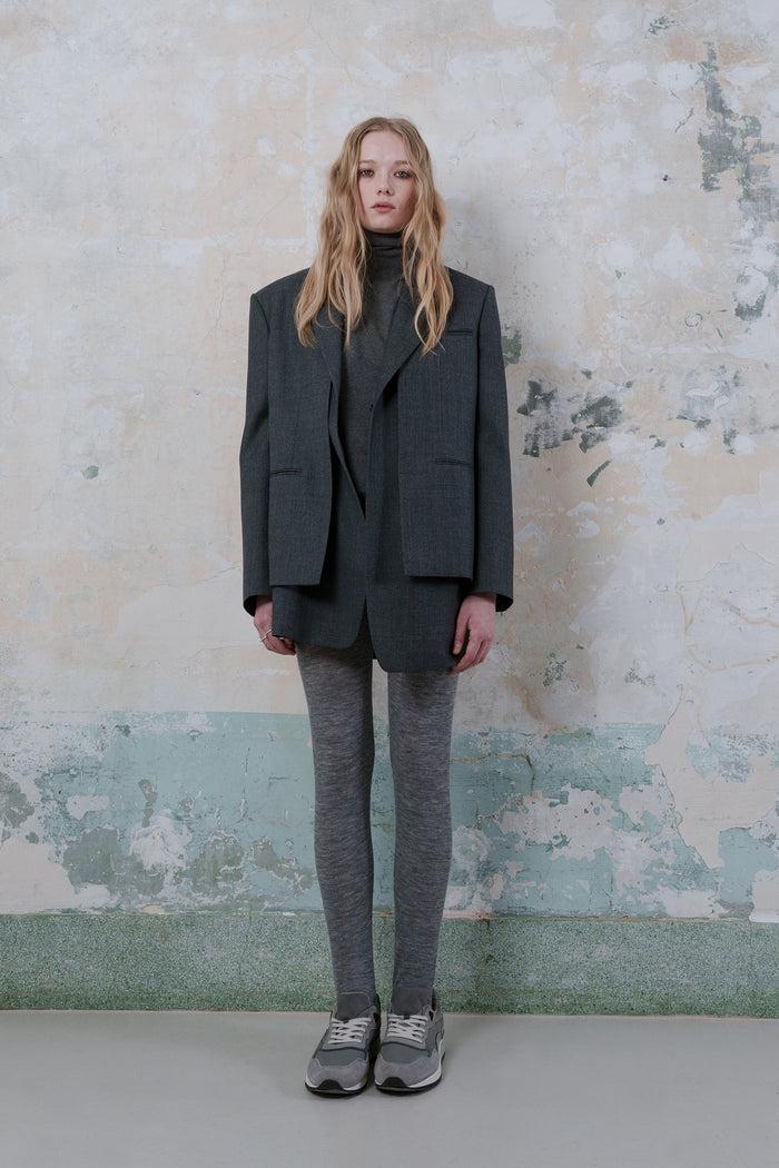 Goen.j Blazer Layered Effect Vest Longline Jacket GREY