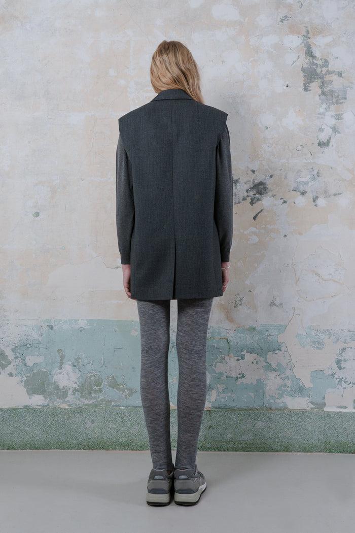 Goen.j Blazer Layered Effect Vest Longline Jacket GREY