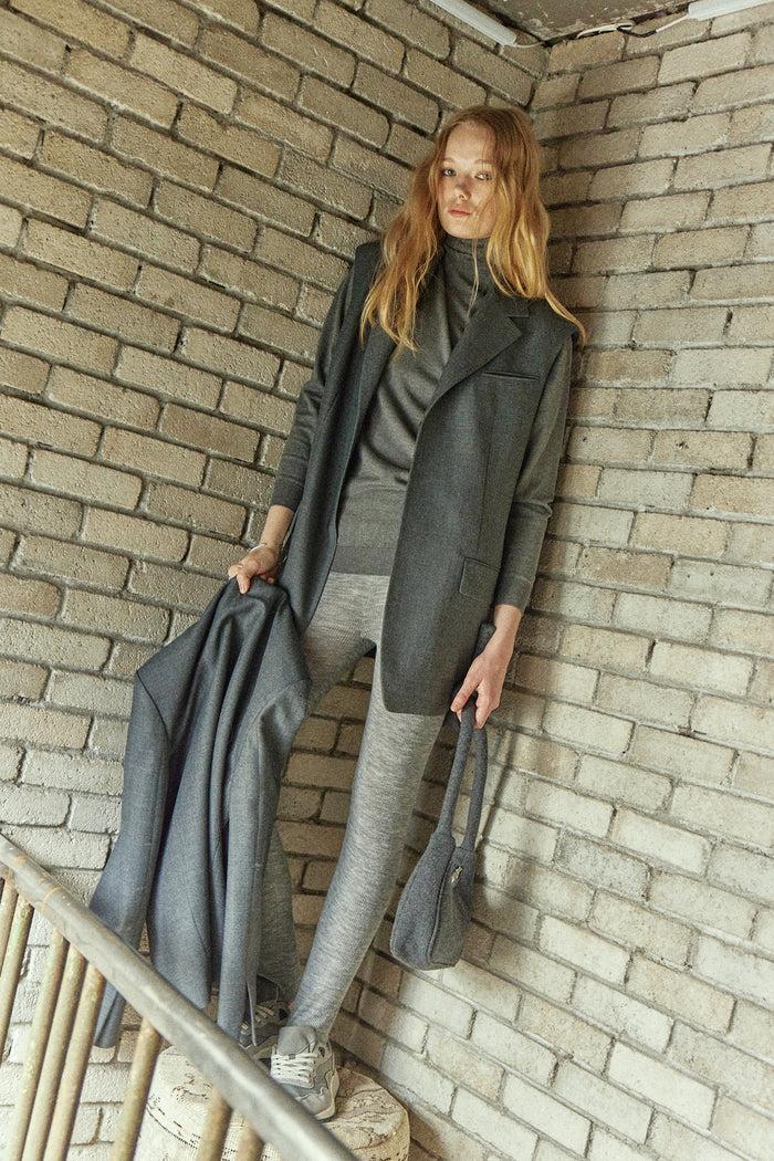 goen.j Blazer layered effect vest longline jacket GREY