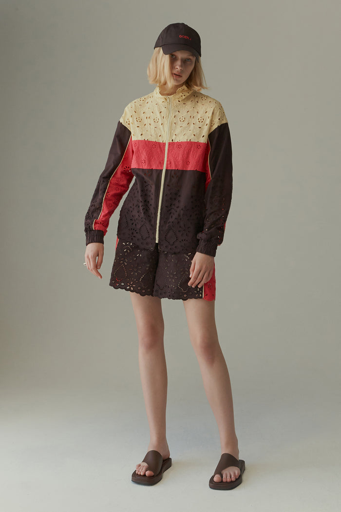 Goen.j Broderie-anglaise Colorblocked Track Jacket MULTICOLOR