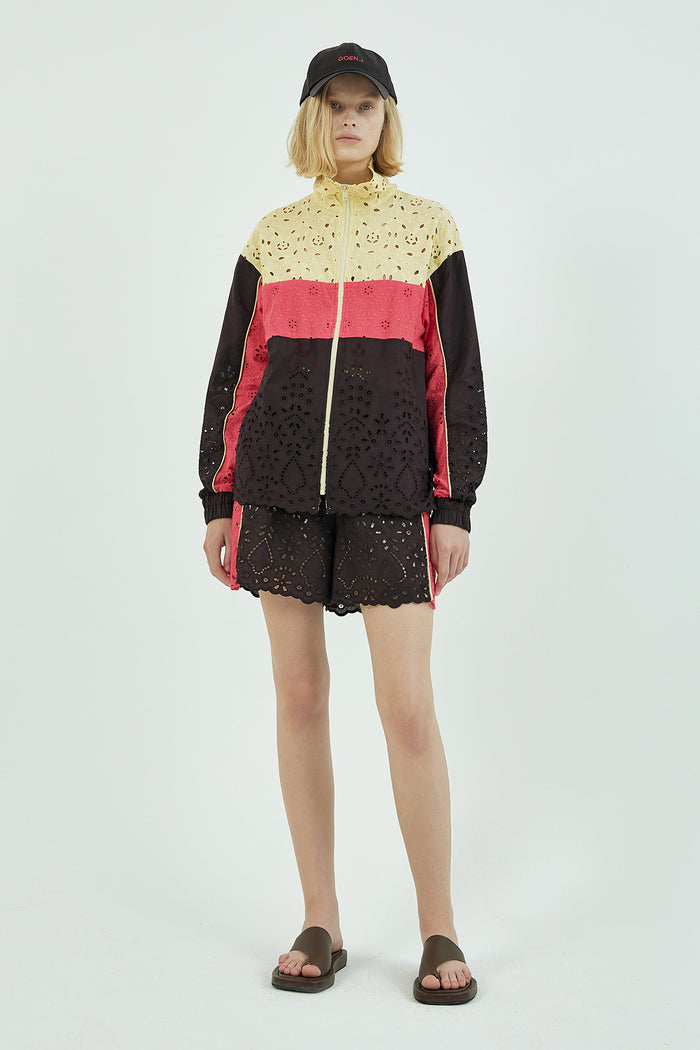 Goen.j Broderie-anglaise Colorblocked Track Jacket MULTICOLOR