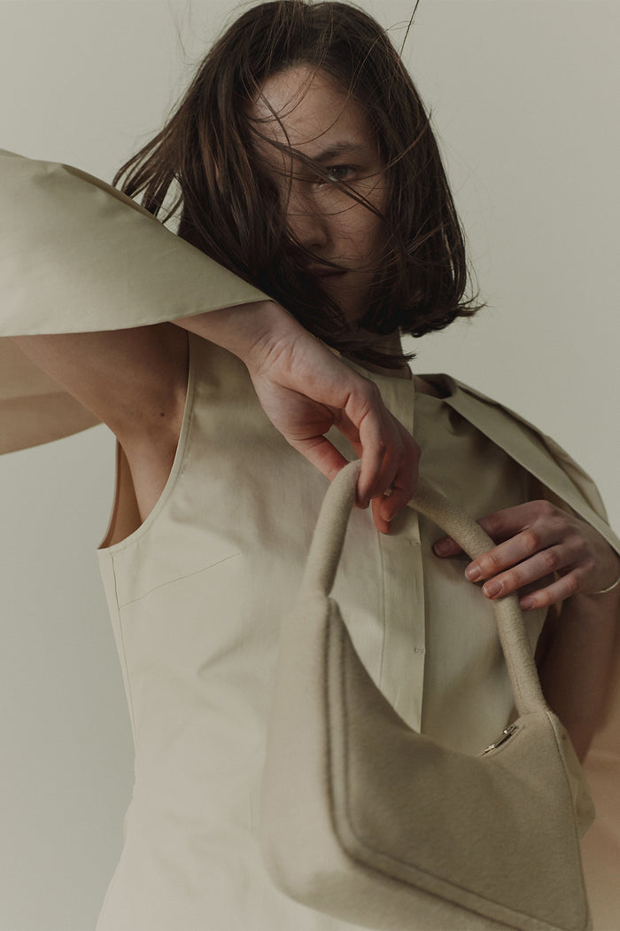 Goen.j Cape-effect Sleeved Cotton Poplin Shirt Dress CREAM