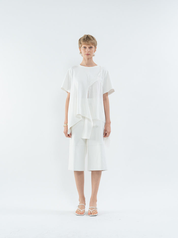 Goen.j Charmeuse Camisole Layered Cotton Jersey Top WHITE