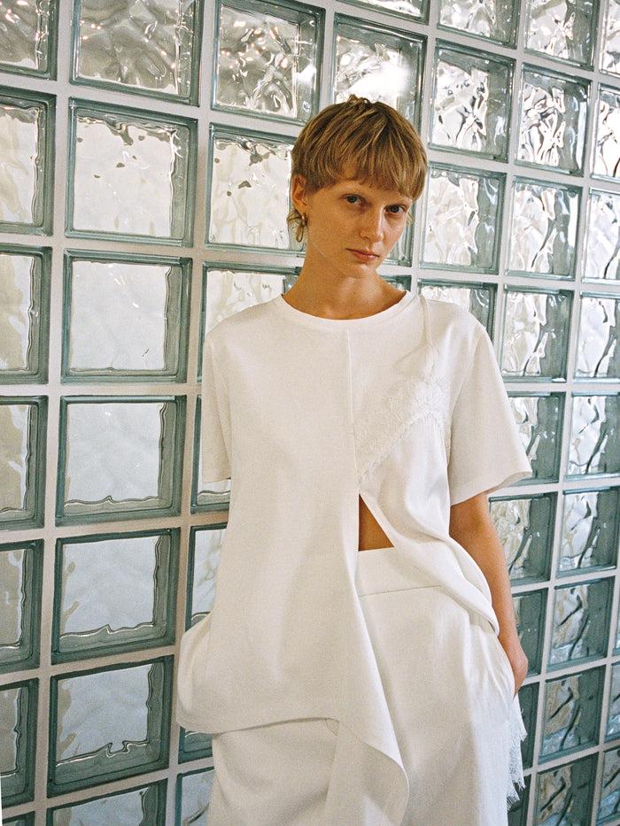 goen.j Charmeuse Camisole Layered cotton jersey top WHITE