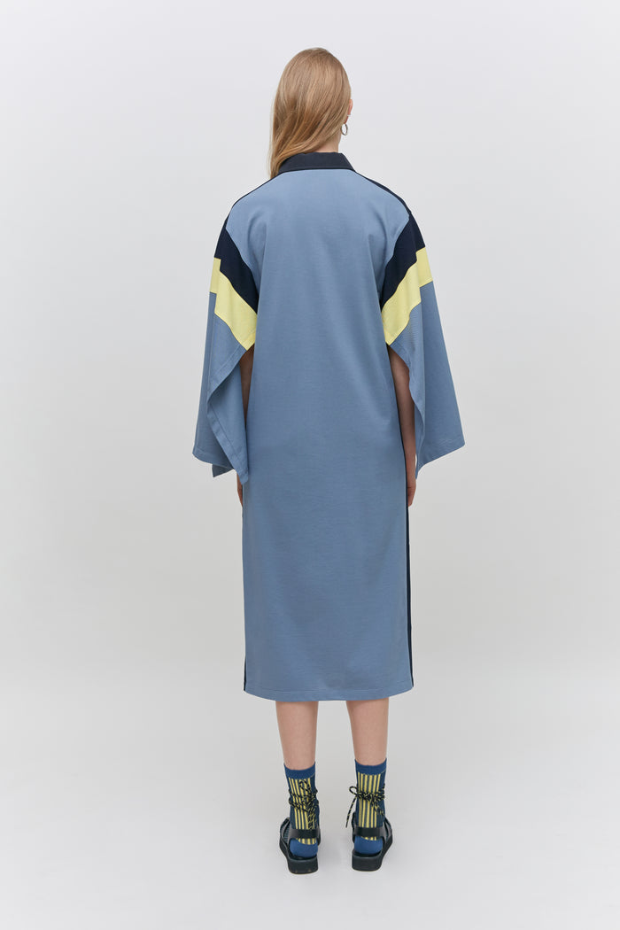 Goen.j Color Blocked Logo-embroidered Piqué Polo Dress RED