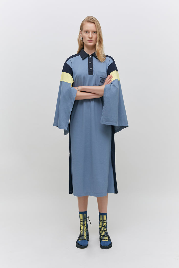 Goen.j Color Blocked Logo-embroidered Piqué Polo Dress RED