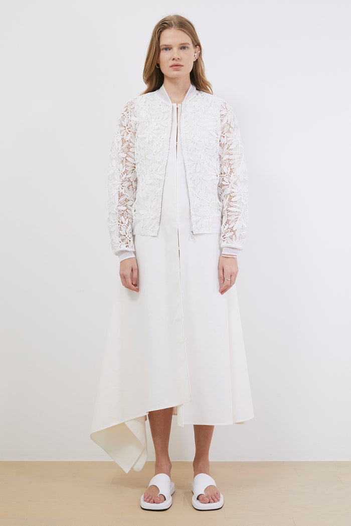 Goen.j Corded Lace Bomber Jacket With Dress Set IVORY