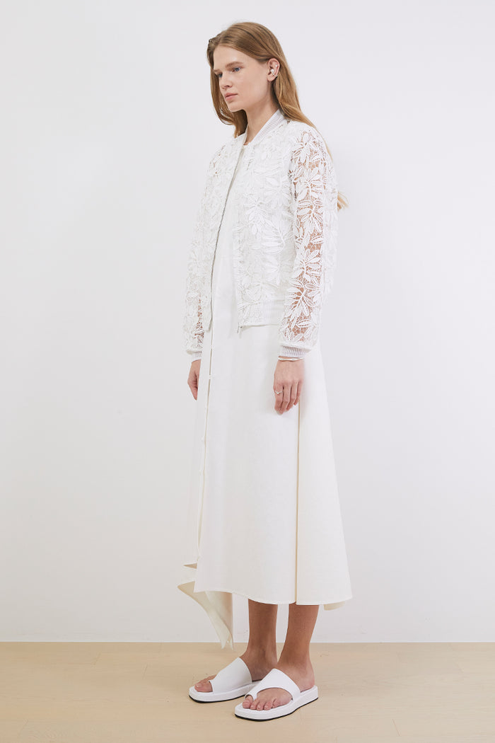 Goen.j Corded Lace Bomber Jacket With Dress Set IVORY