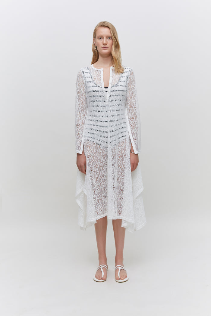 Goen.j Cotton-blend Crochet Knitted Lace Dress IVORY