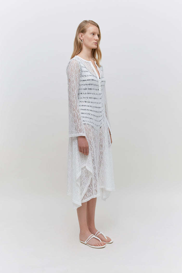 Goen.j Cotton-blend Crochet Knitted Lace Dress IVORY