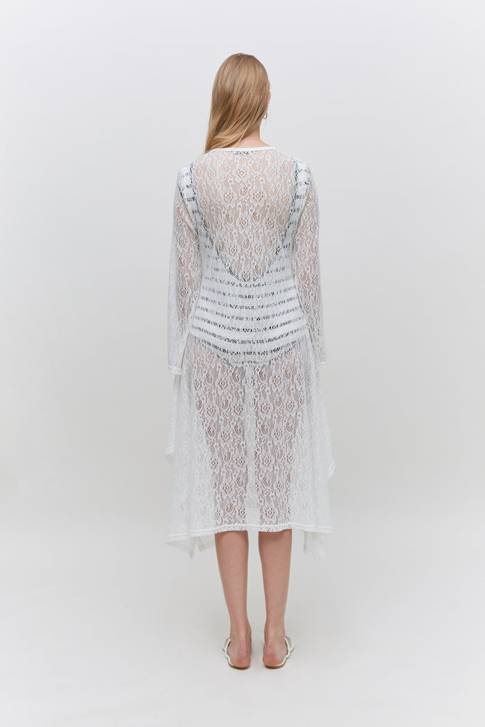 Goen.j Cotton-blend Crochet Knitted Lace Dress IVORY