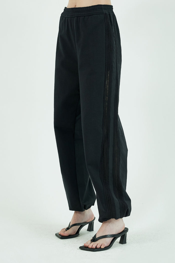 Goen.j Cotton-blend Nylon And Cotton-jersey Double Garment Effect Lounge Pants BLACK