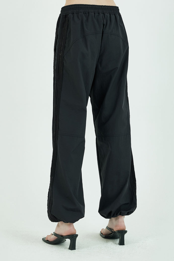 Goen.j Cotton-blend Nylon And Cotton-jersey Double Garment Effect Lounge Pants BLACK