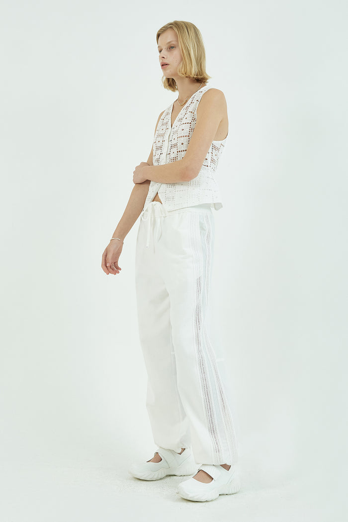 Goen.j Cotton-blend Nylon And Cotton-jersey Double Garment Effect Lounge Pants IVORY