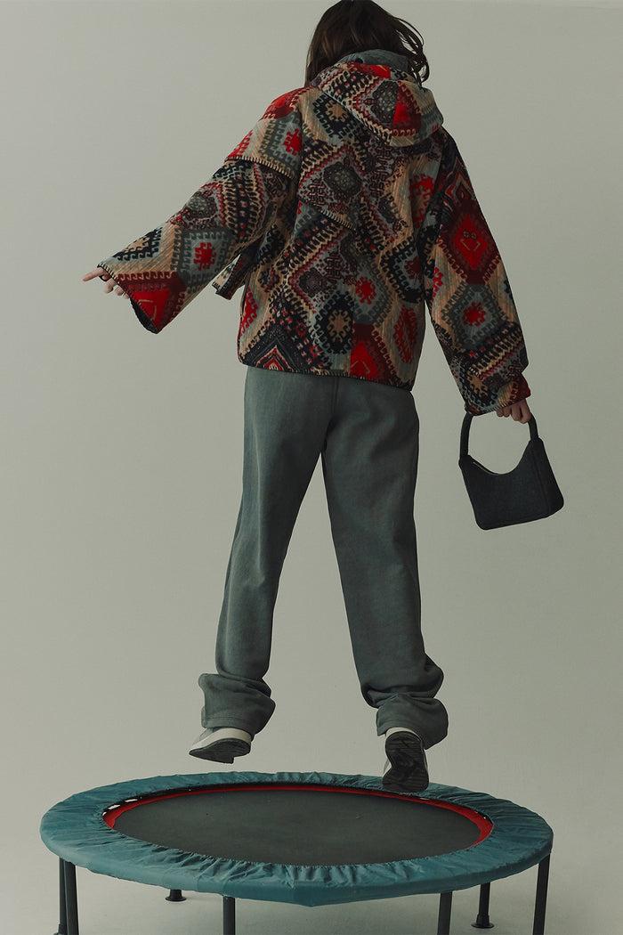 Goen.j Denim And Cotton-jersey Double Garment Effect Straight-leg Pants GREY