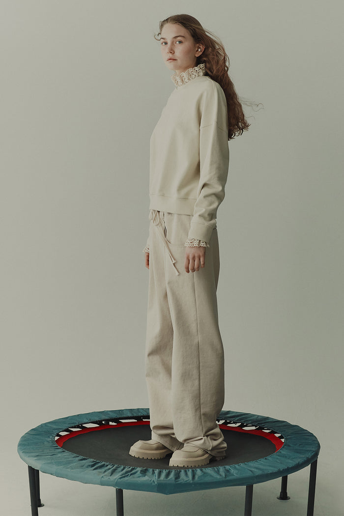 Goen.j Denim And Cotton-jersey Double Garment Effect Straight-leg Pants NATURAL BEIGE