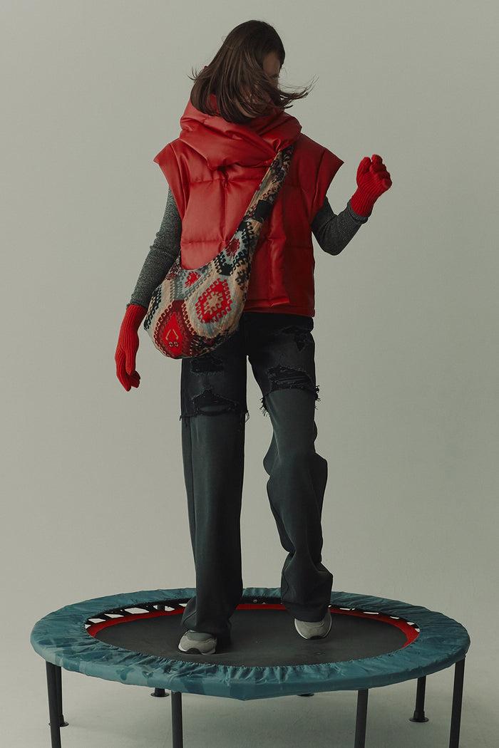 goen.j Denim shorts and cotton-jersey layered straight-leg pants CHARCOAL goen.j Denim shorts and cotton-jersey layered straight-leg pants CHARCOAL