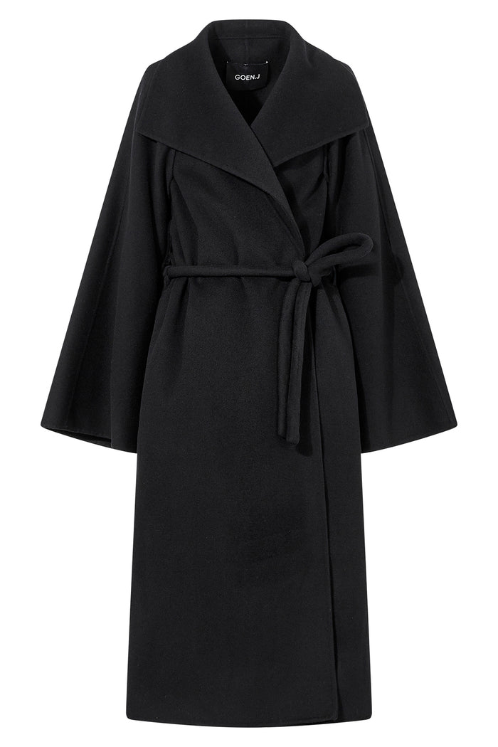 goen.j Double-faced wool and cashmere-blend cape coat BLACK