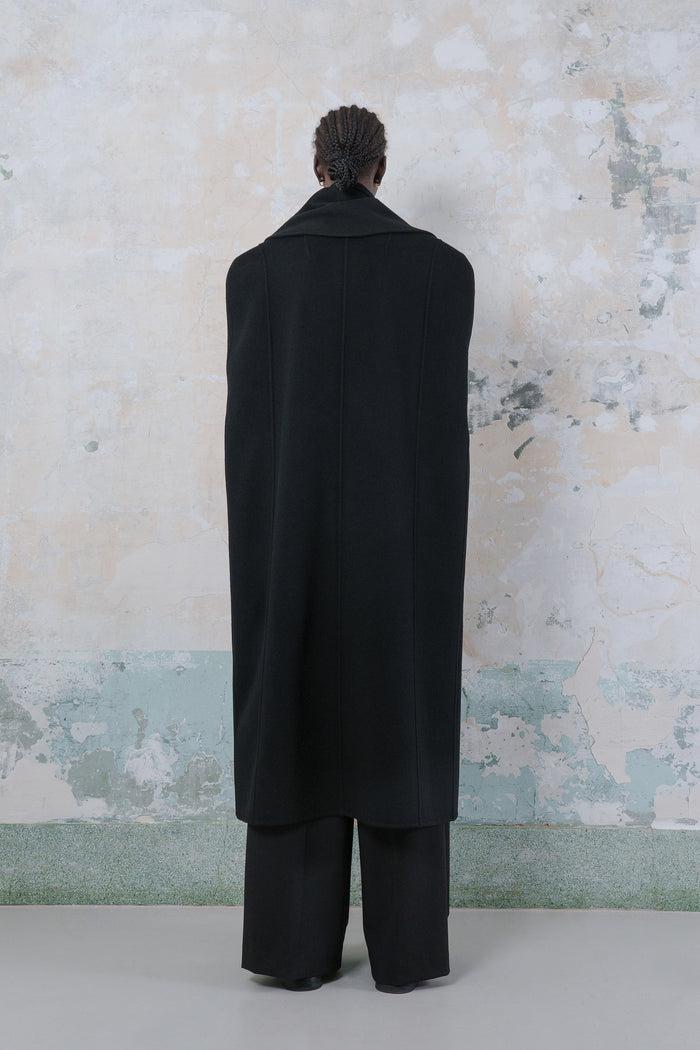 Goen.j Double-faced Wool-blend Muffler Cape Poncho BLACK