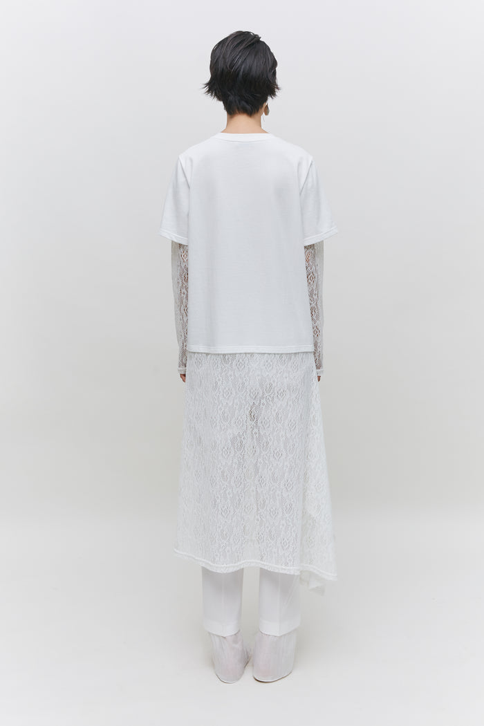Goen.j Double-layered Crochet Knitted Lace And Cotton Jersey Top Dress IVORY