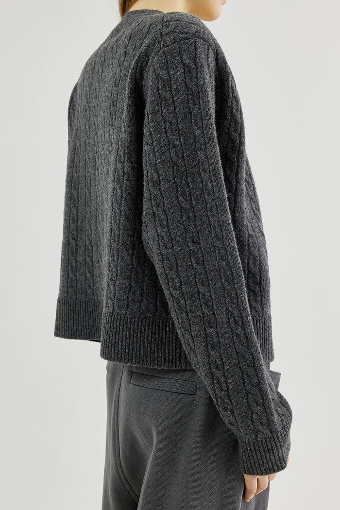 Goen.j Double-layered Cropped Front Panel And Cable Knit Cardigan