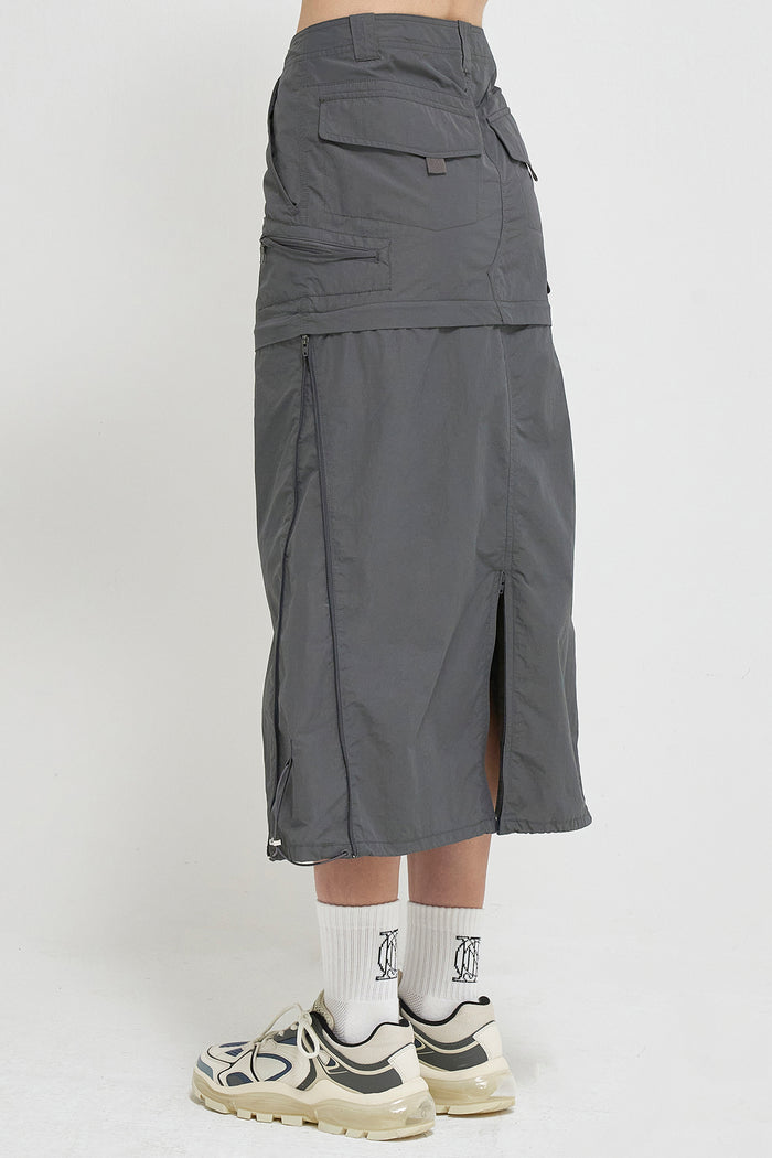 Goen.j 3-way Low-waist Cargo Skirt GREY