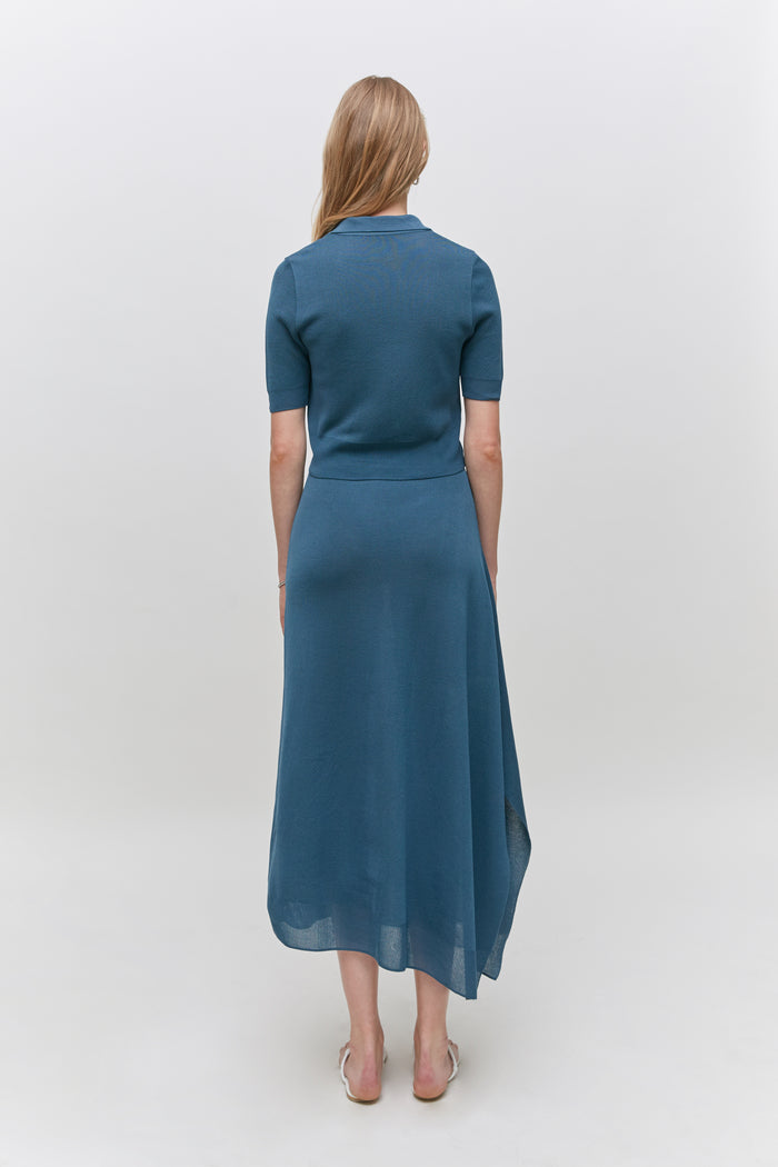 Goen.j Asymmetric Jacquard Knit Midi Skirt