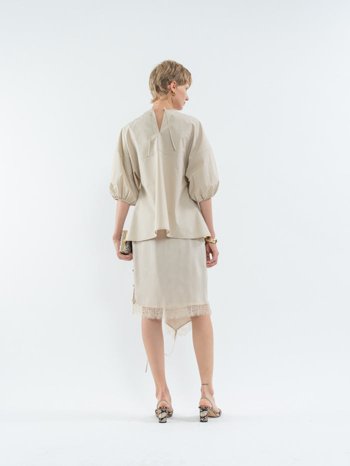 Goen.j Balloon-Sleeve Top BEIGE
