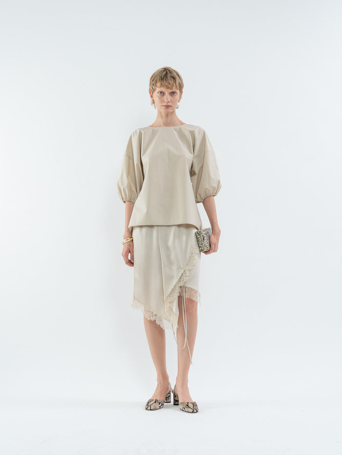 Goen.j Balloon-Sleeve Top BEIGE