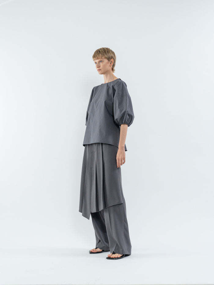 Goen.j Balloon-Sleeve Top CHARCOAL